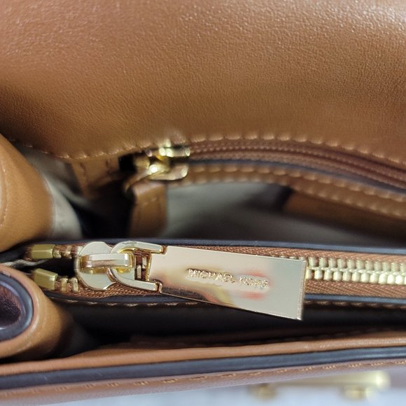 Michael Kors Whitney Large Leather Convertible Chain Shoulder Brown Leather Bag - Picture 14 of 15